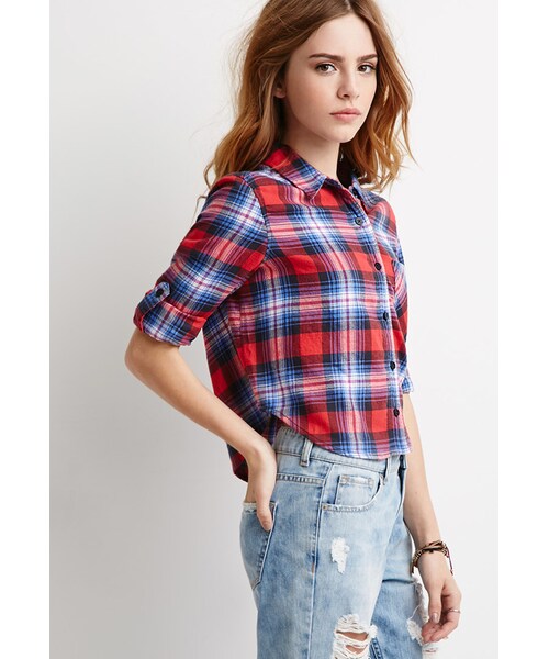 FOREVER 21(フォーエバー トゥエンティーワン)の「FOREVER 21 Plaid Flannel Shirt(シャツ/ブラウス・レディース・Pink/Blue/Red・Small/Medium/Large)」の8枚目の写真