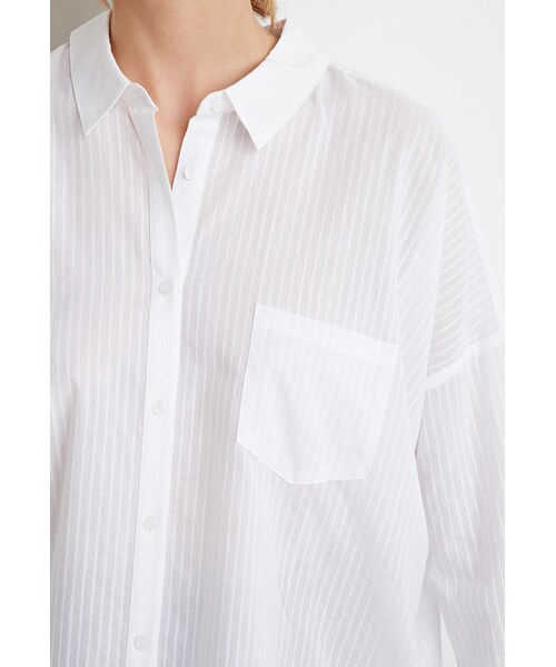 FOREVER 21(フォーエバー トゥエンティーワン)の「FOREVER 21 Ribbon-Back Striped Shirt(シャツ/ブラウス・レディース・White・X-Small/Small/Large)」の6枚目の写真