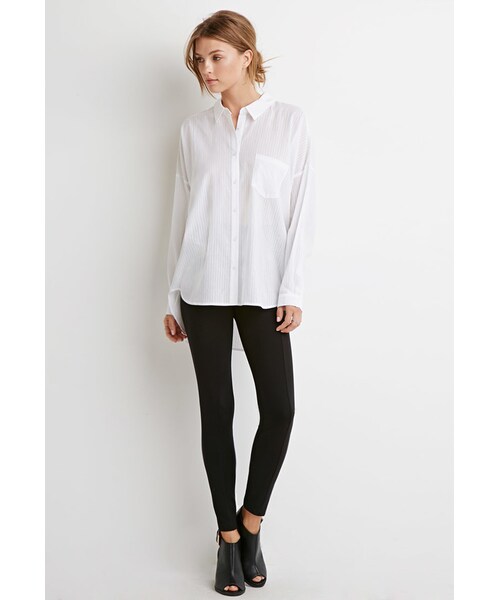 FOREVER 21(フォーエバー トゥエンティーワン)の「FOREVER 21 Ribbon-Back Striped Shirt(シャツ/ブラウス・レディース・White・X-Small/Small/Large)」の3枚目の写真