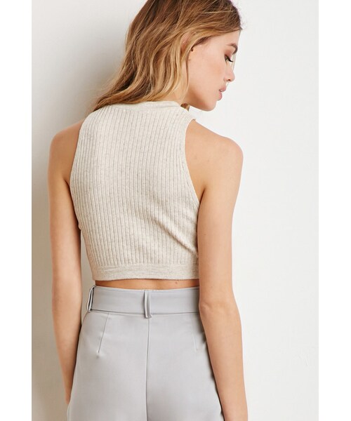 FOREVER 21(フォーエバー トゥエンティーワン)の「FOREVER 21 Ribbed Knit Crop Top(タンクトップ・レディース・Black/Beige・Medium/Large)」の6枚目の写真