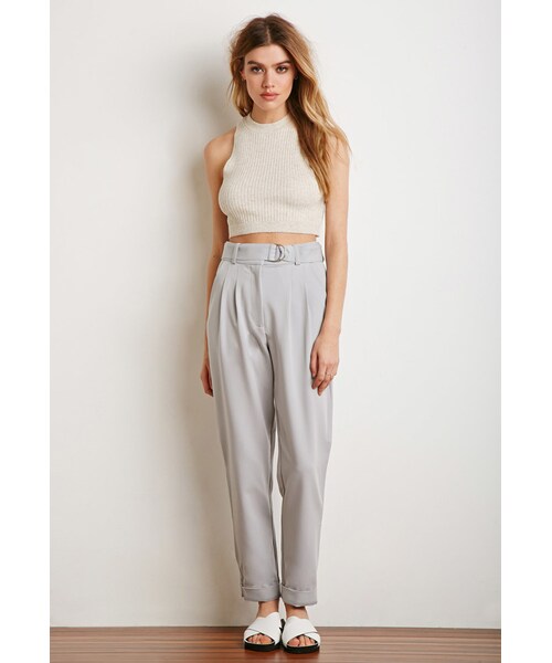 FOREVER 21(フォーエバー トゥエンティーワン)の「FOREVER 21 Ribbed Knit Crop Top(タンクトップ・レディース・Black/Beige・Medium/Large)」の5枚目の写真