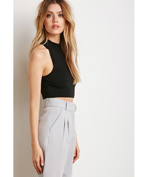 FOREVER 21(フォーエバー トゥエンティーワン)の「FOREVER 21 Ribbed Knit Crop Top(タンクトップ・レディース・Black/Beige・Medium/Large)」の3枚目の写真