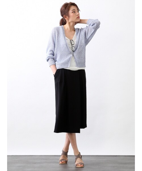 qualite(カリテ)の「アシンメトリータックキュロットパンツ(キュロット・レディース・ライトグレ-/ネイビー・1/2/3)」の10枚目の写真