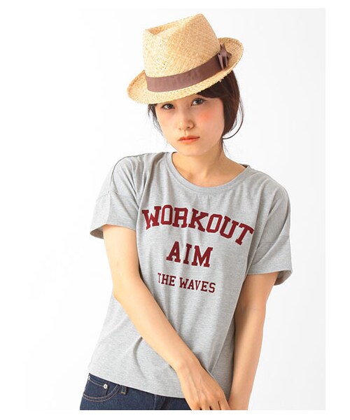 earth music&ecology（アースミュージックアンドエコロジー）の「カレッジTシャツ（トップス・レディース・オフホワイト/杢ライトグレー/ボルドー/ネイビー・F）」の2枚目の写真