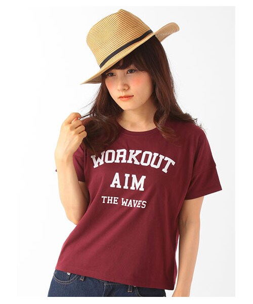 earth music&ecology（アースミュージックアンドエコロジー）の「カレッジTシャツ（トップス・レディース・オフホワイト/杢ライトグレー/ボルドー/ネイビー・F）」の3枚目の写真