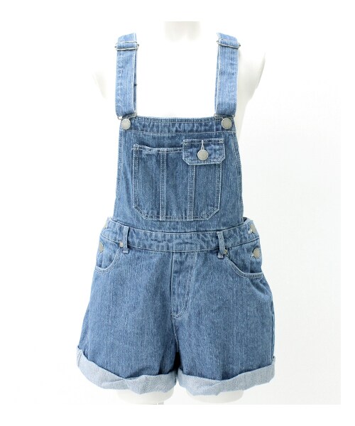 ANAP（アナップ）の「デニムサロペット（オールインワン・サロペット・レディース・ブルー/ケミカルブルー/ホワイト・one size）」の2枚目の写真