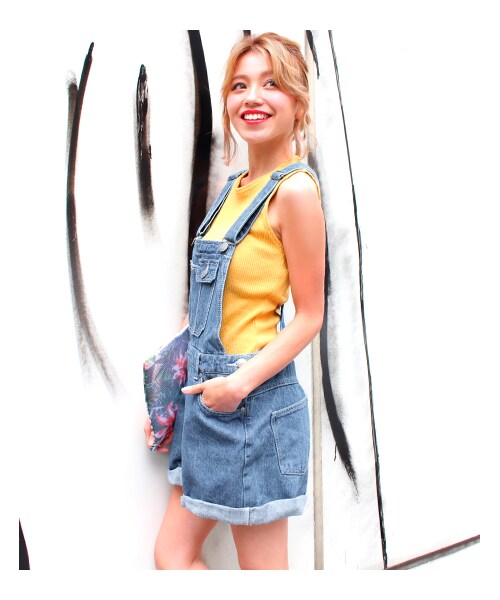 ANAP（アナップ）の「デニムサロペット（オールインワン・サロペット・レディース・ブルー/ケミカルブルー/ホワイト・one size）」の6枚目の写真