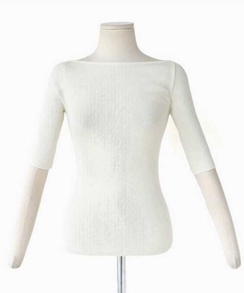 DHOLIC（ディーホリック）の「ボートネックサマーニット（ニット/セーター・レディース・ストライプA/ストライプB/アイボリー/ピンク/ブラック・FREE）」の2枚目の写真