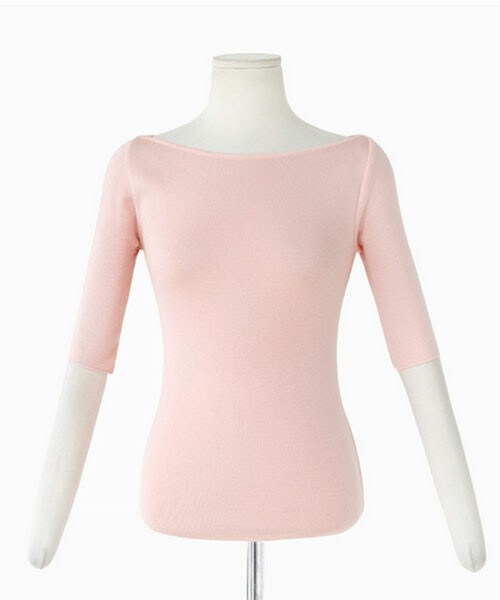 DHOLIC（ディーホリック）の「ボートネックサマーニット（ニット/セーター・レディース・ストライプA/ストライプB/アイボリー/ピンク/ブラック・FREE）」の4枚目の写真