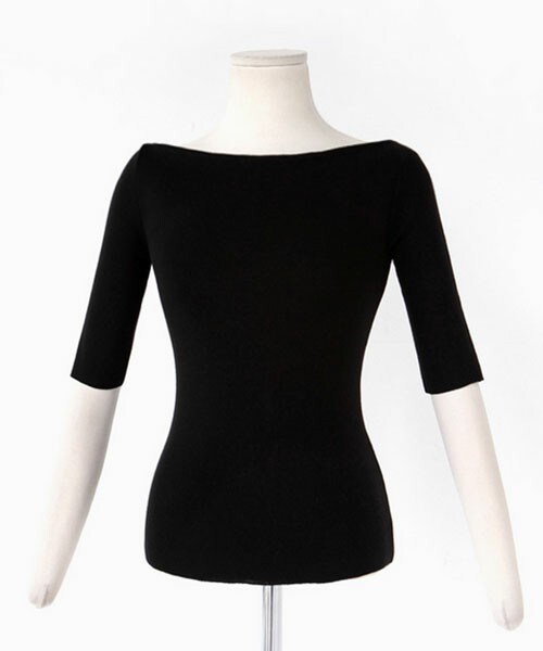 DHOLIC（ディーホリック）の「ボートネックサマーニット（ニット/セーター・レディース・ストライプA/ストライプB/アイボリー/ピンク/ブラック・FREE）」の3枚目の写真