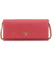 PRADA | Prada Saffiano Wallet on a Chain, Pink (Peonia)(財布)