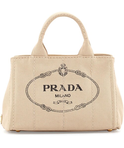 PRADA（プラダ）の「Prada Canvas Mini Logo Tote with Strap, Beige