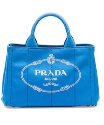 PRADA | Prada Canvas Mini Logo Tote with Strap, Cobalt Blue (Azzuro)(トートバッグ)