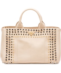 トートバッグ Prada Sand Canvas Shopping Bag Prada Black/Blue/Beige Canapa Canvas/Leather/Snakeskin Small