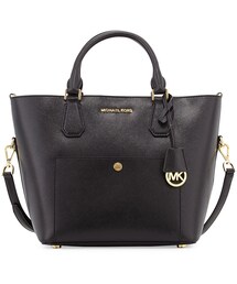 MICHAEL KORS | MICHAEL Michael Kors Greenwich Large Saffiano Tote Bag, Black/Luggage(トートバッグ)