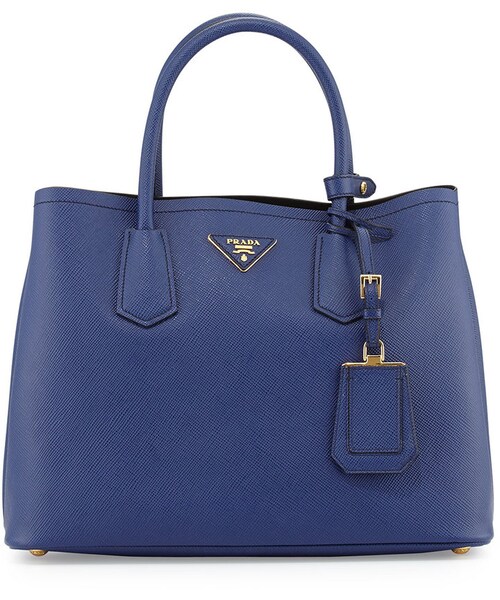 PRADA(プラダ)の「Prada Saffiano Cuir Small Double Bag, Dark Blue (Inchiostro)(トートバッグ・レディース・Blue・One Size)」の1枚目の写真