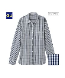 GU | （GU）ウォッシュブロードシャツ（ギンガム・長袖）(トップス)