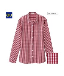 GU | （GU）ウォッシュブロードシャツ（ギンガム・長袖）(トップス)