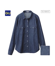 GU | （GU）デニムシャツ（長袖）(トップス)
