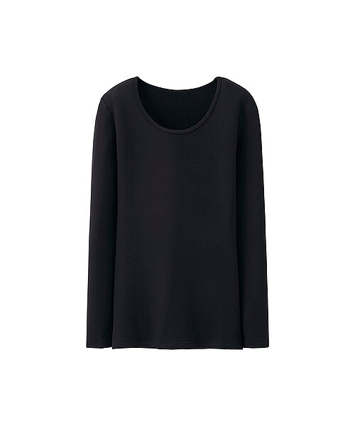 UNIQLO(ユニクロ)の「WOMEN ヒートテックエクストラウォームクルーT(長袖)(キャミソール・Tシャツ・レディース・BLACK・L)」の1枚目の写真