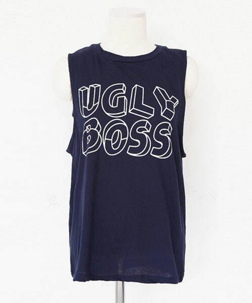 DHOLIC（ディーホリック）の「UGLY BOSSロゴスリーブレス（タンクトップ・レディース・ホワイト/カーキ/ネイビー・FREE）」の3枚目の写真
