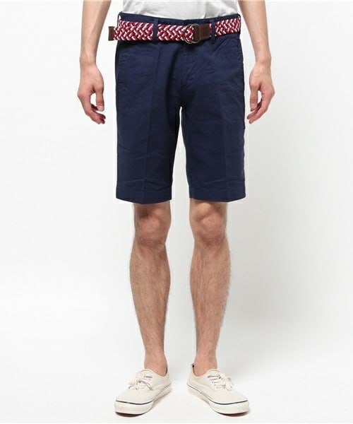 UNION STATION(ユニオンステーション)の「メッシュベルト付コットンリネンショーツ(その他パンツ・メンズ・ホワイト/ブルー/ネイビー・MEDIUM/LARGE/LL)」の6枚目の写真