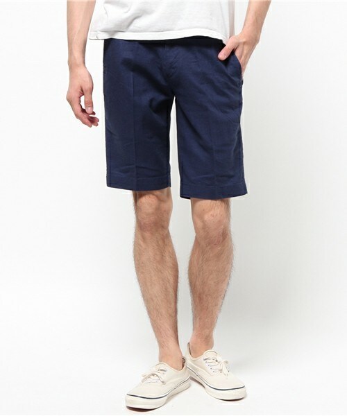 UNION STATION(ユニオンステーション)の「メッシュベルト付コットンリネンショーツ(その他パンツ・メンズ・ホワイト/ブルー/ネイビー・MEDIUM/LARGE/LL)」の2枚目の写真