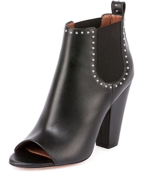 Givenchy Studded Open-Toe Chelsea Boot, Black