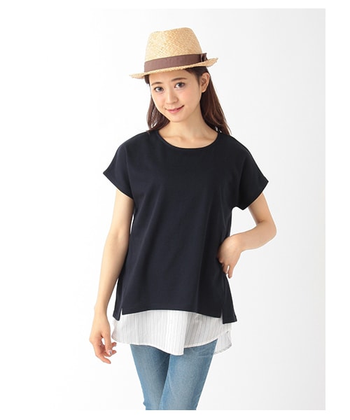 earth music&ecology（アースミュージックアンドエコロジー）の「シャツタンクセットチュニック（トップス・レディース・オフホワイト/杢ライトグレー/ネイビー/ストライプ・F）」の3枚目の写真