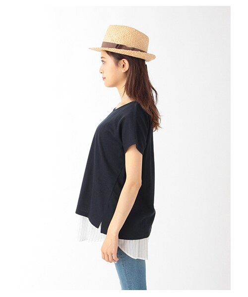 earth music&ecology（アースミュージックアンドエコロジー）の「シャツタンクセットチュニック（トップス・レディース・オフホワイト/杢ライトグレー/ネイビー/ストライプ・F）」の6枚目の写真