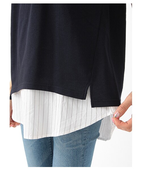 earth music&ecology（アースミュージックアンドエコロジー）の「シャツタンクセットチュニック（トップス・レディース・オフホワイト/杢ライトグレー/ネイビー/ストライプ・F）」の10枚目の写真