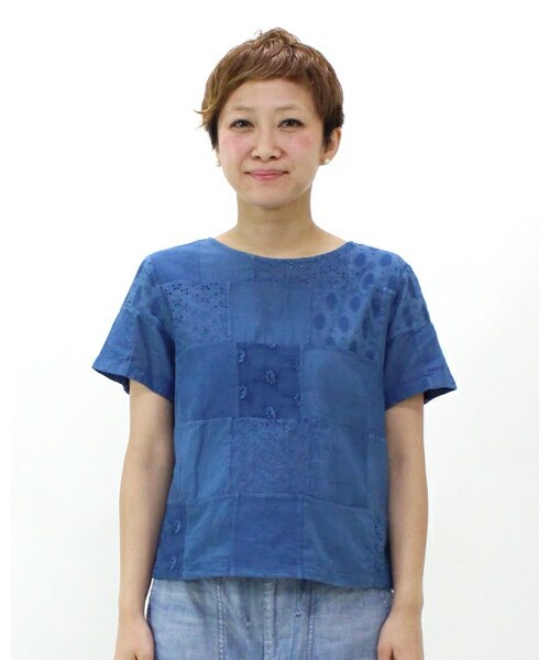 45R（フォーティファイブアール）の「藍パッチワーク×天竺Tシャツ