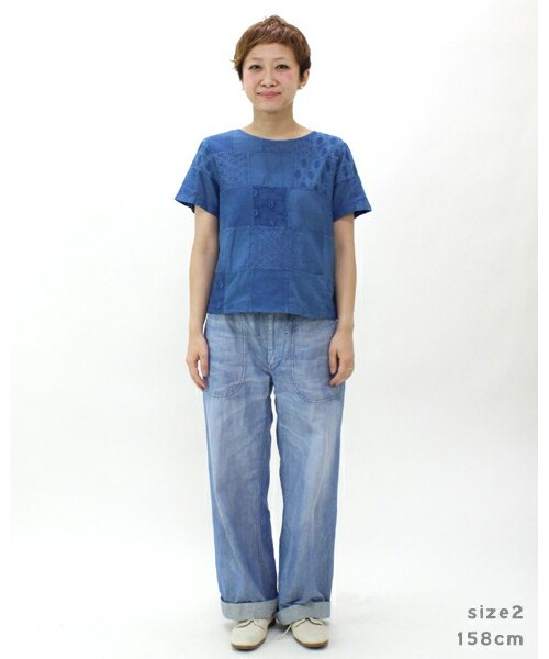 45R（フォーティファイブアール）の「藍パッチワーク×天竺Tシャツ