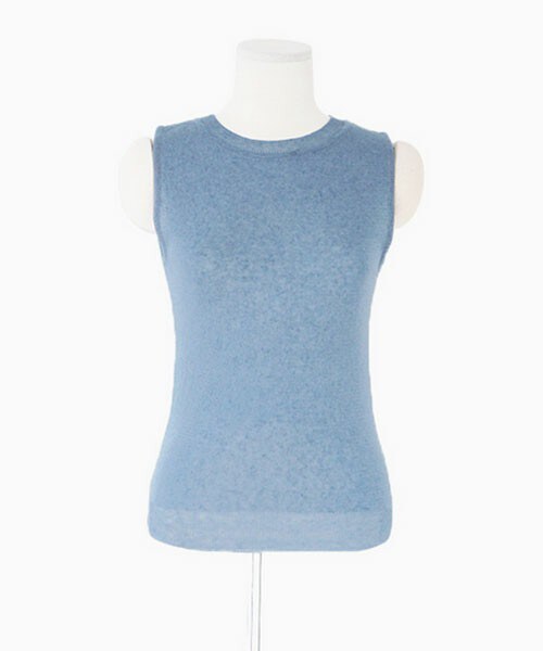 DHOLIC（ディーホリック）の「スリーブレスニットトップス（タンクトップ・レディース・ホワイト/サーモンピンク/ディープスカイブルー/グレー/ブラック・FREE）」の4枚目の写真