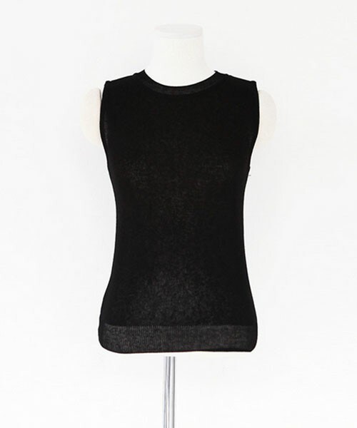 DHOLIC（ディーホリック）の「スリーブレスニットトップス（タンクトップ・レディース・ホワイト/サーモンピンク/ディープスカイブルー/グレー/ブラック・FREE）」の2枚目の写真