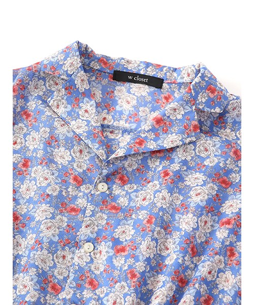 w closet（ダブルクローゼット）の「ヴィンテージ花柄開襟ワンピース（その他・レディース・ブルー/グリーン・FREE）」の6枚目の写真