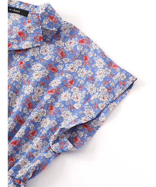 w closet（ダブルクローゼット）の「ヴィンテージ花柄開襟ワンピース（その他・レディース・ブルー/グリーン・FREE）」の7枚目の写真