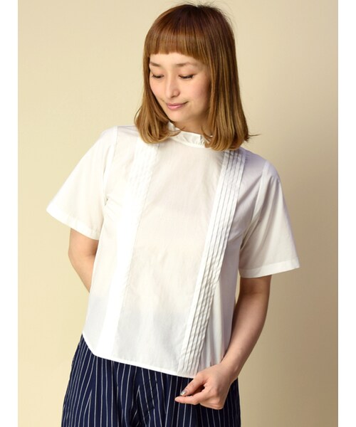 w closet（ダブルクローゼット）の「衿フリルブラウス（トップス・レディース・オフホワイト/ネイビー/レッド・FREE）」の4枚目の写真