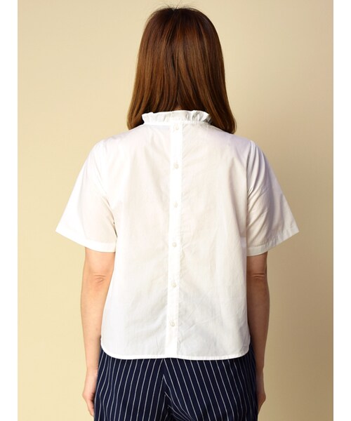 w closet（ダブルクローゼット）の「衿フリルブラウス（トップス・レディース・オフホワイト/ネイビー/レッド・FREE）」の6枚目の写真