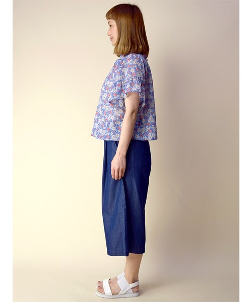 w closet（ダブルクローゼット）の「デニムガウチョパンツ（パンツ・レディース・ブルー/ネイビー・FREE）」の4枚目の写真