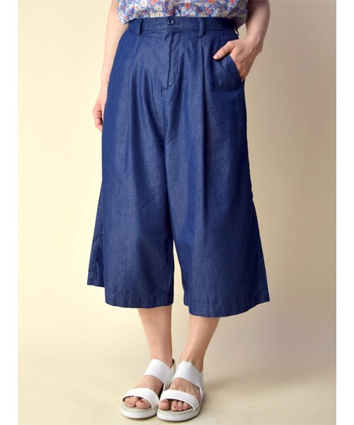 w closet（ダブルクローゼット）の「デニムガウチョパンツ（パンツ・レディース・ブルー/ネイビー・FREE）」の3枚目の写真