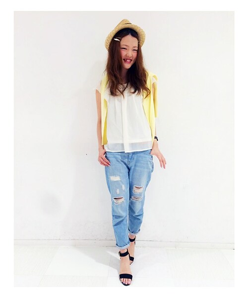 PAGEBOY（ページボーイ）の「ネックレス付きフリルスリーブフレアブラウス（トップス・レディース・オフホワイト/ブラック/クリーム/ライトグリーン/ネイビー/ラベンダー）」の22枚目の写真