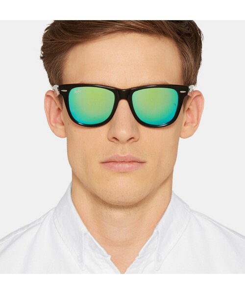 Ray-Ban（レイバン）の「Ray-Ban Wayfarer Mirrored Acetate Sunglasses（サングラス・メンズ・Black・One Size）」の5枚目の写真
