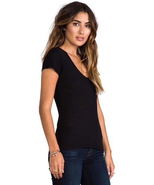 JAMES PERSE（ジェームスパース）の「James Perse Casual V Neck Tee with Reverse Binding（Tシャツ/カットソー・レディース・Black・0 (XXS/XS)/3 (M/L)）」の3枚目の写真