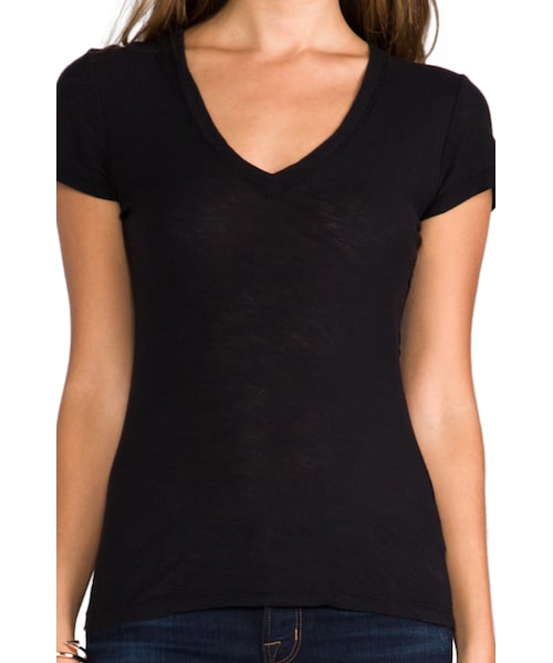 JAMES PERSE（ジェームスパース）の「James Perse Casual V Neck Tee with Reverse Binding（Tシャツ/カットソー・レディース・Black・0 (XXS/XS)/3 (M/L)）」の2枚目の写真