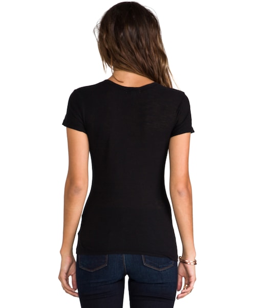 JAMES PERSE（ジェームスパース）の「James Perse Casual V Neck Tee with Reverse Binding（Tシャツ/カットソー・レディース・Black・0 (XXS/XS)/3 (M/L)）」の4枚目の写真