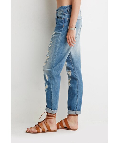FOREVER 21（フォーエバー トゥエンティーワン）の「FOREVER 21 Distressed Boyfriend Jeans（デニムパンツ・レディース・Blue・26/27/28/29/30/31）」の14枚目の写真