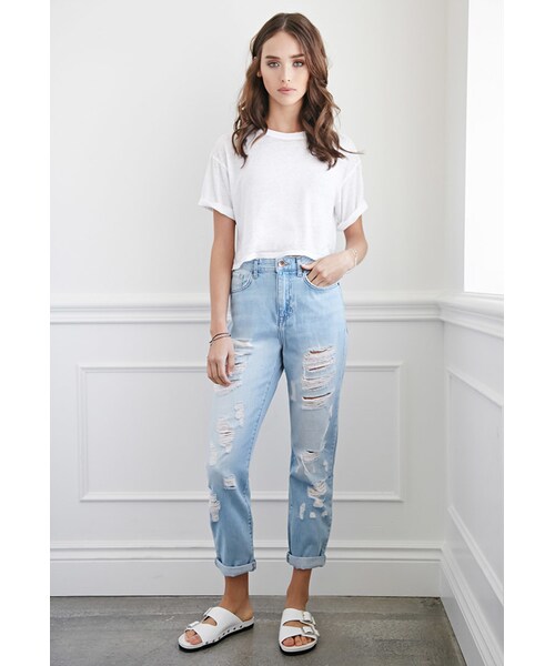 FOREVER 21（フォーエバー トゥエンティーワン）の「FOREVER 21 Distressed Boyfriend Jeans（デニムパンツ・レディース・Blue・26/27/28/29/30/31）」の3枚目の写真