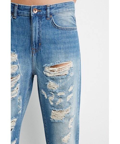 FOREVER 21（フォーエバー トゥエンティーワン）の「FOREVER 21 Distressed Boyfriend Jeans（デニムパンツ・レディース・Blue・26/27/28/29/30/31）」の8枚目の写真