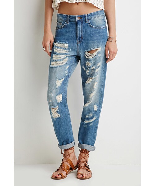 FOREVER 21（フォーエバー トゥエンティーワン）の「FOREVER 21 Distressed Boyfriend Jeans（デニムパンツ・レディース・Blue・26/27/28/29/30/31）」の5枚目の写真